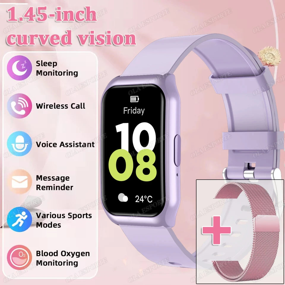 Curved Screen Smart Watch - Heart Rate Blood Oxygen Pressure Sleep Monitor Waterproof