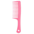 Pink wide-tooth detangling hair comb with large teeth and ergonomic handle