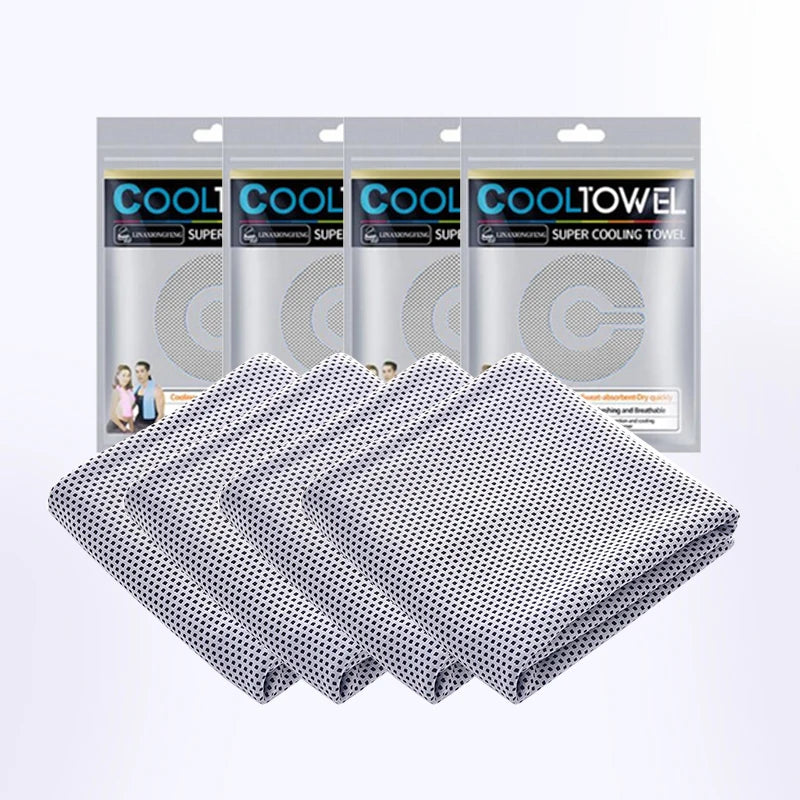 4-pack Cedar & Moore cooling towels, microfiber, 35.4x11.8 in, gray-dotted