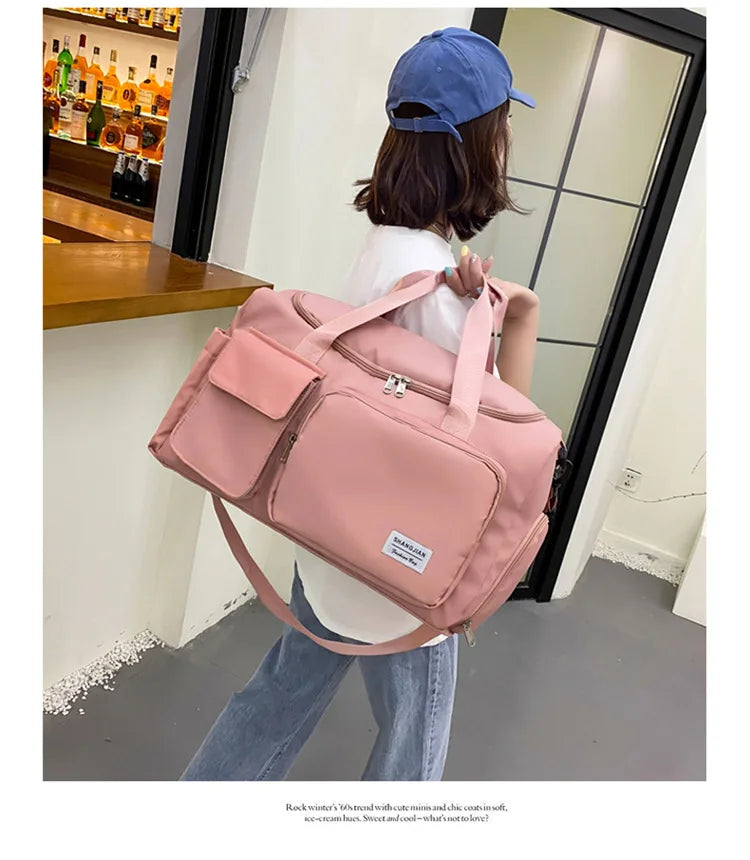 Large Capacity Gym/Overnight Duffle Bag with Shoe Compartment