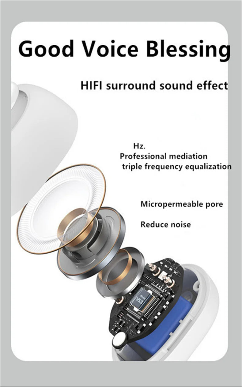 Clip-On Wireless Earphone - Bluetooth 5.3 Open-Ear Design with Noise Cancelling & Mic