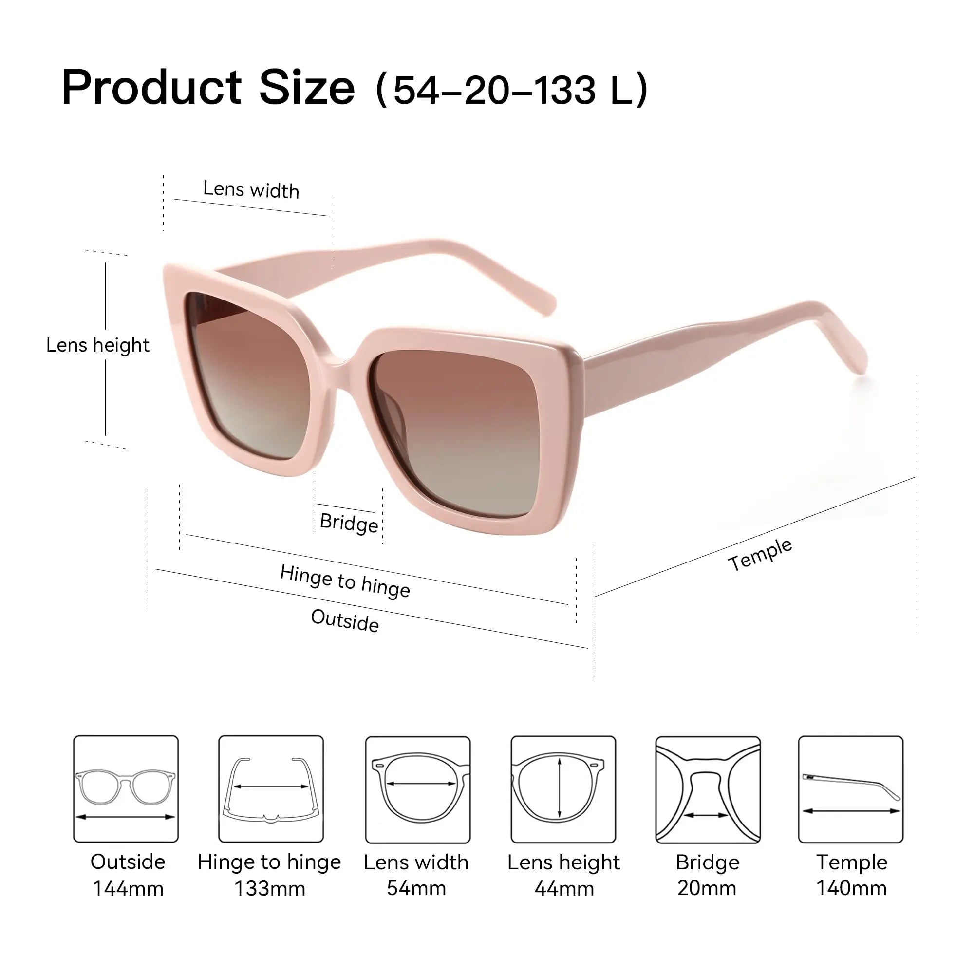 ZENOTTIC Designer Square Polarized Sunglasses - Classic Butterfly UV400 Protection for Women