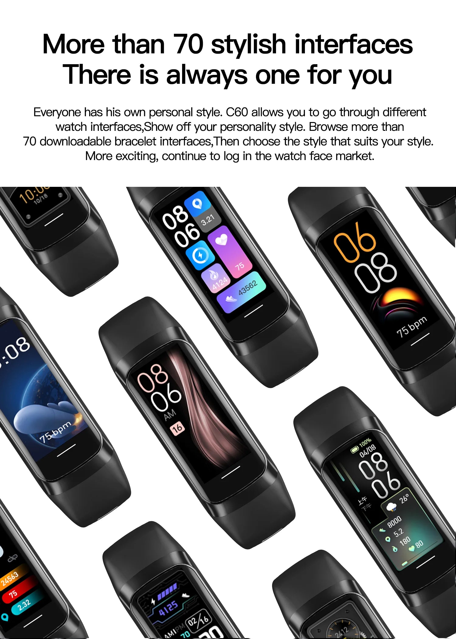 LIGE 1.1 Inch Amoled Waterproof Heart Rate Monitor Slim Smart Watch