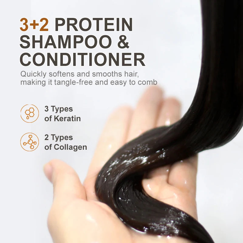 Shiny dark hair strands coated with protein shampoo and conditioner gel