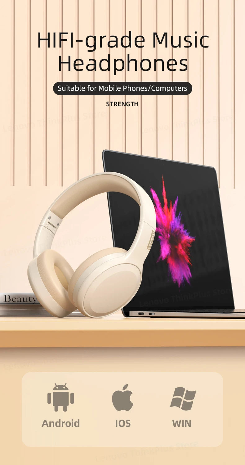 White over-ear wireless headphones with padded headband and device ports