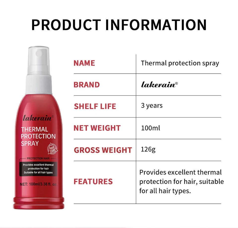 Lakerain Thermal Protection Spray red bottle with white spray nozzle, 100ml