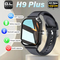 H9 Plus smartwatch with black silicone band and square touchscreen display