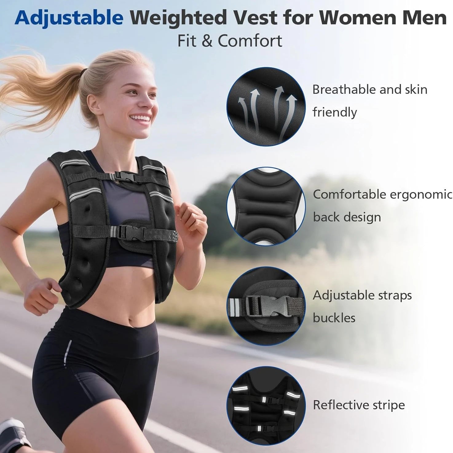 Reflective Weighted Vest for Strength Training & Running