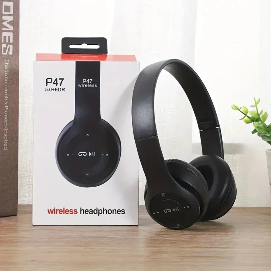 P47 Wireless Bluetooth Headphones - Foldable Over-Ear with 6H Talk Time & Volume Control
