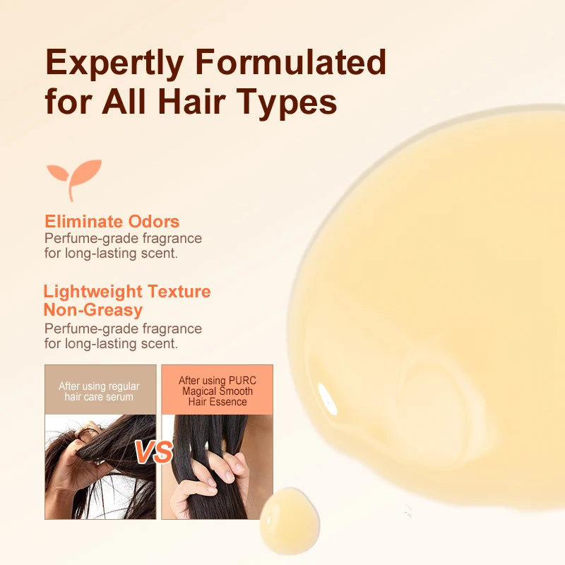 PURC Magic Instant Smooth Hair Serum - Nourishing Repair Leave-In Oil Anti-Frizz Treatment