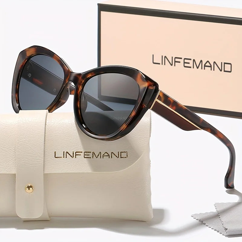 LINFEMAND Retro Cat Eye Sunglasses - Fashion UV400 Protection for Women