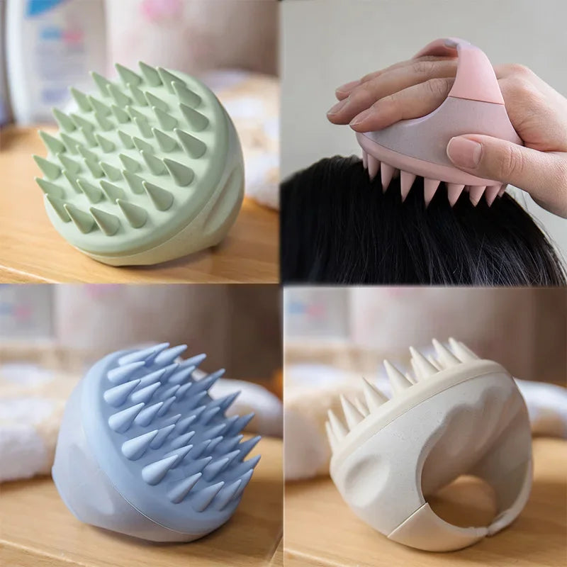 Scalp Shampoo Brush Massager - Wheat Straw Biodegradable Silicone for Hair Growth