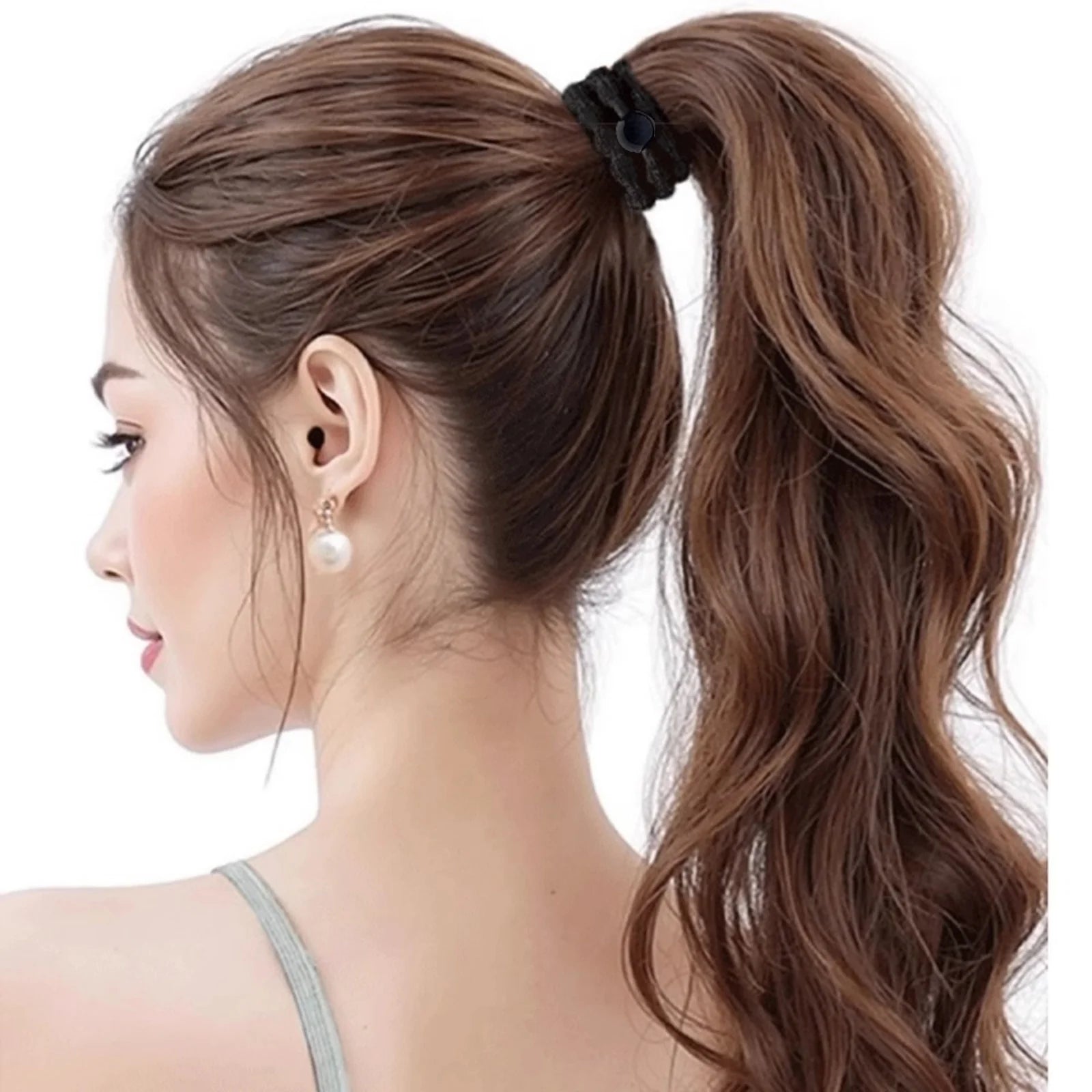 5/10pcs Classic Minimalist Sporty Hair Ties - Black Beaded Elastics with Strong Hold