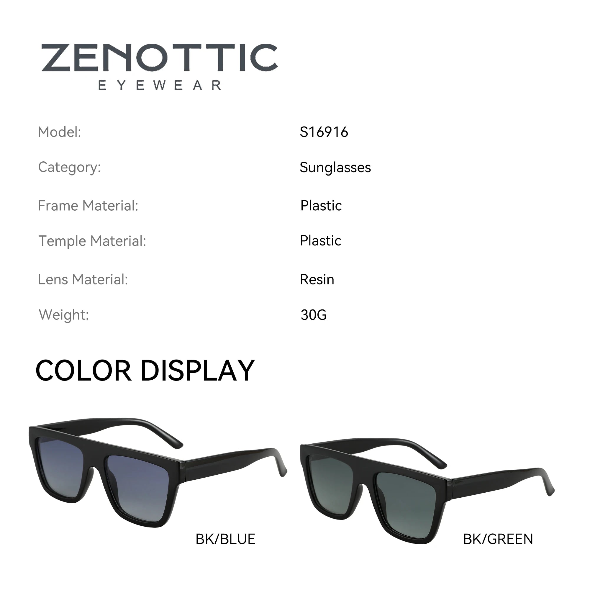 ZENOTTIC Designer 90's Style Square Polarized Sunglasses