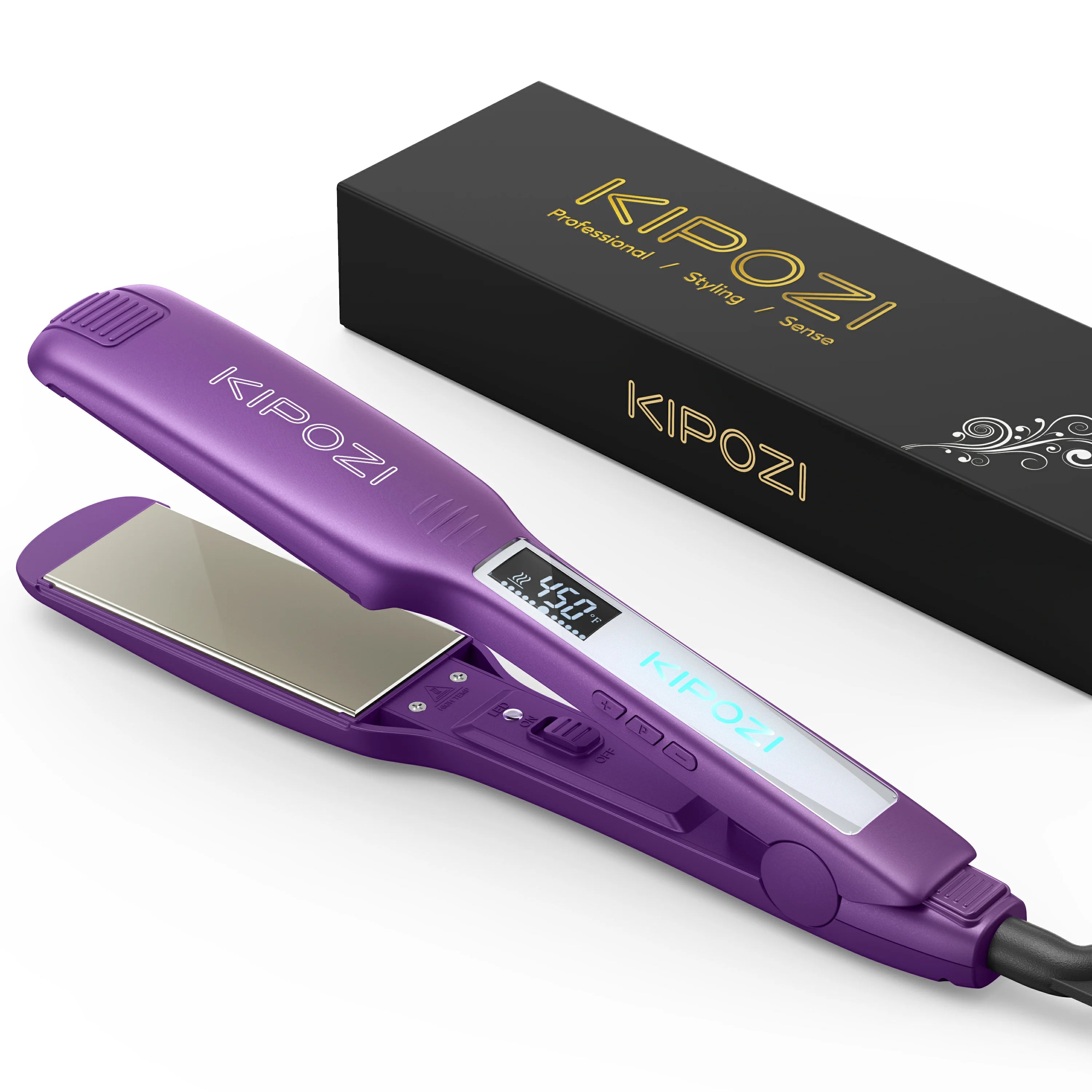 KIPOZI Professional Hair Straightener - Titanium Flat Iron with Digital LCD Display & Dual Voltage