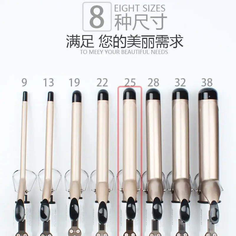 Professional Ceramic Hair Wave Curling Wand - LCD Display Curling Iron for Waves & Curls