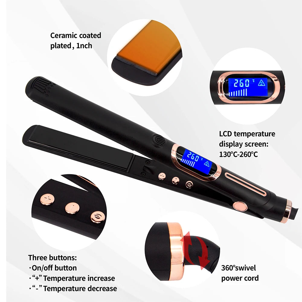 Professional Hair Straightener 1/1.5/2 Inch Plate Iron Dual Voltage