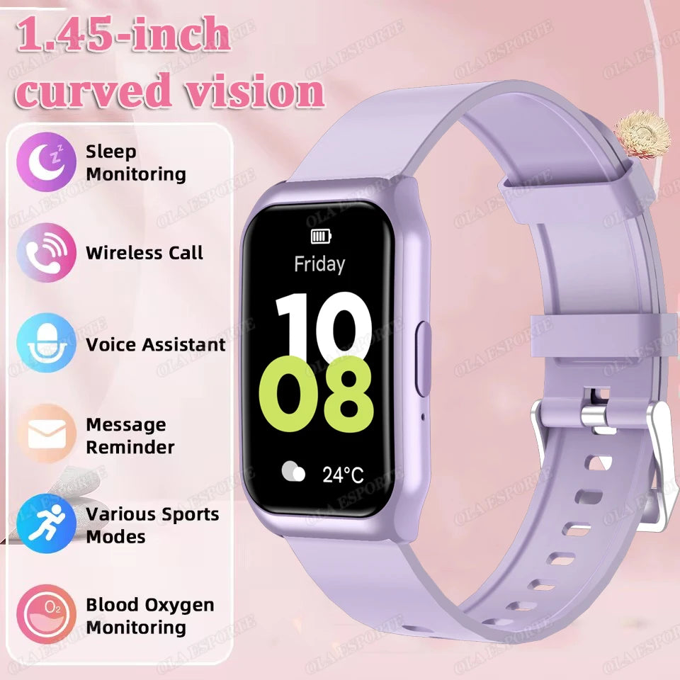 Curved Screen Smart Watch - Heart Rate Blood Oxygen Pressure Sleep Monitor Waterproof