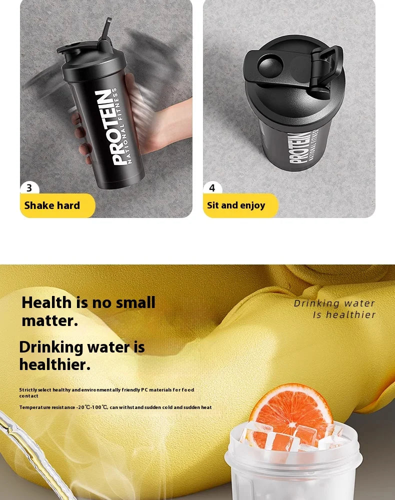 Protein Shaker Bottle - Leak-Proof Gym Fitness Mixer Cup 400-600ml for Shakes & Supplements