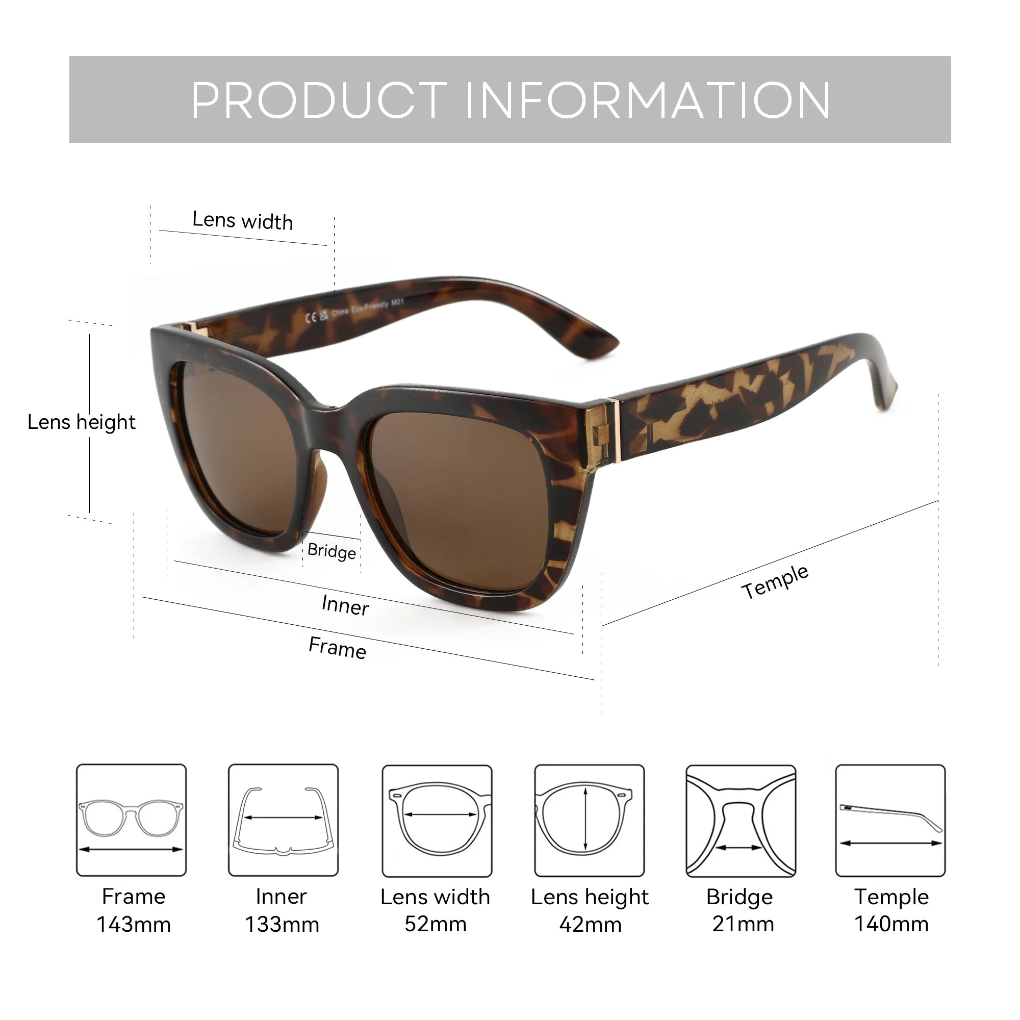 ZENOTTIC Retro Square Polarized Sunglasses UV400 Protection