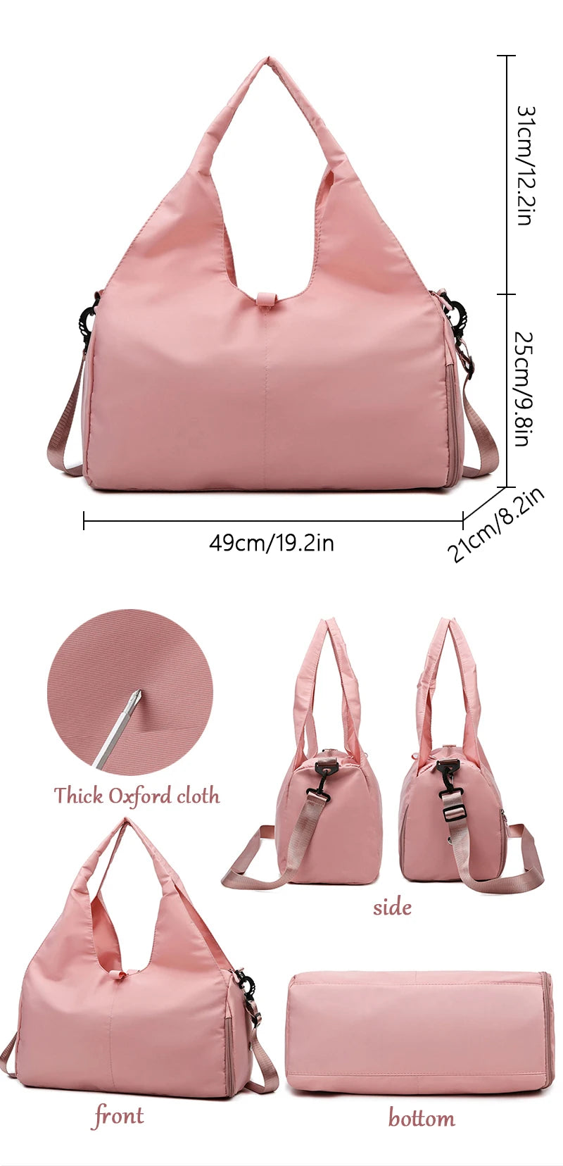 Women's Sport Gym Bag - Waterproof with Separate Shoe Compartment