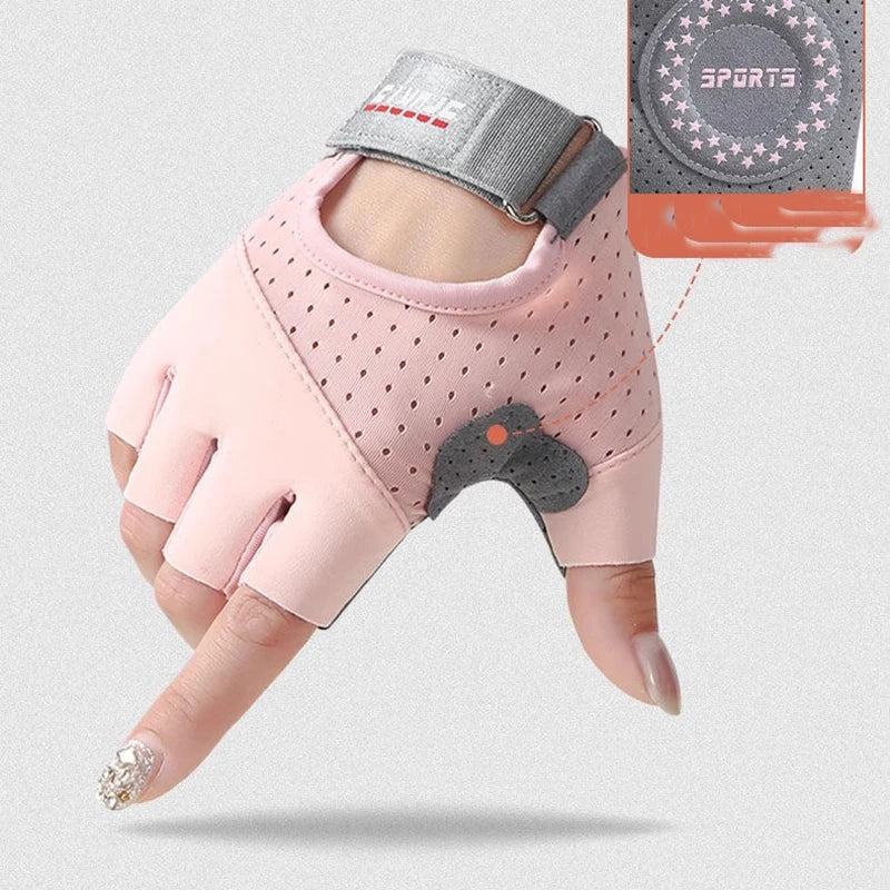 Women's Half-Finger Workout Gloves - Anti-Slip Grip for Gym, Yoga & Cycling