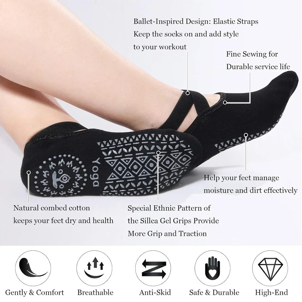 6-Pair Yoga Socks Set - Anti-Slip Grip Socks for Women (Yoga, Pilates, Barre, Ballet)