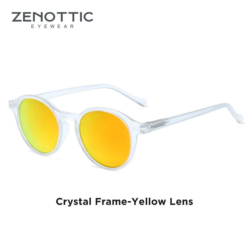 Retro polarized sunglasses, crystal frame with yellow lenses