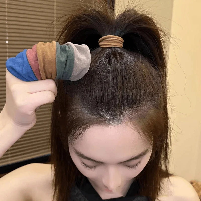 4-Piece Solid Wide Hair Band Scrunchies - Thickened Ponytail Holders for Women