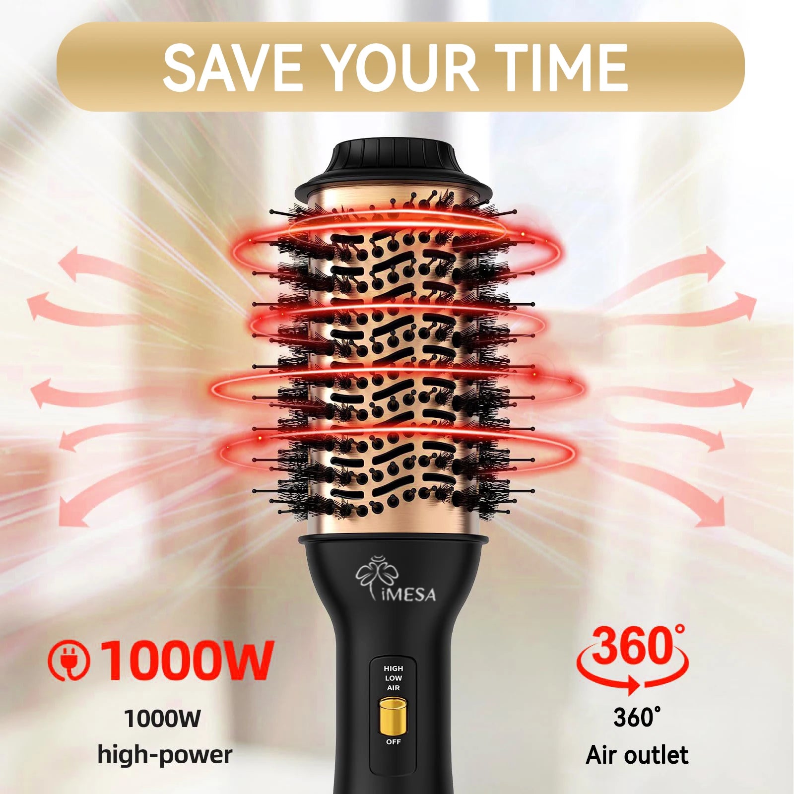 Multifunction Hot Air Brush - One Step Hair Dryer Brush for Curling, Straightening & Styling