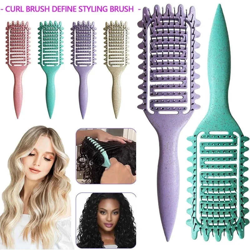 Curl Define Styling Brush - Hollow Out Detangling Hair Brush for Wet Curly Hair Shaping