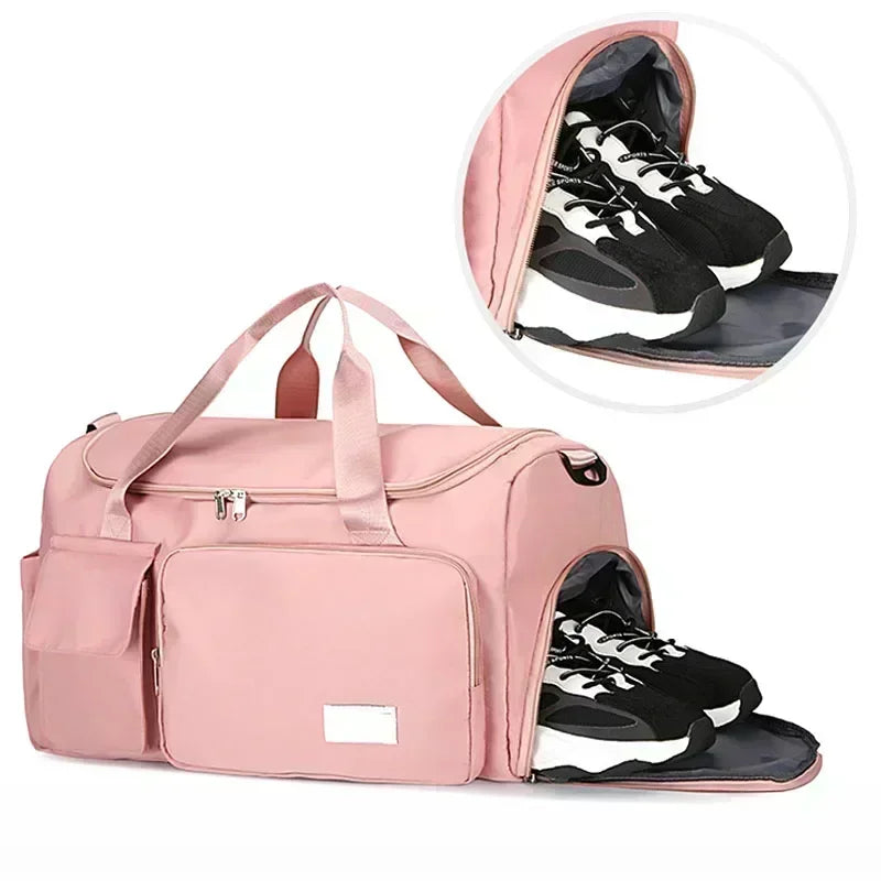 Large Capacity Gym/Overnight Duffle Bag with Shoe Compartment