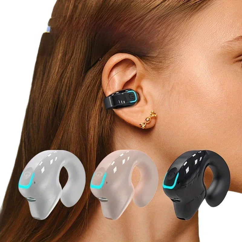 Clip-On Wireless Earphone - Bluetooth 5.3 Open-Ear Design with Noise Cancelling & Mic