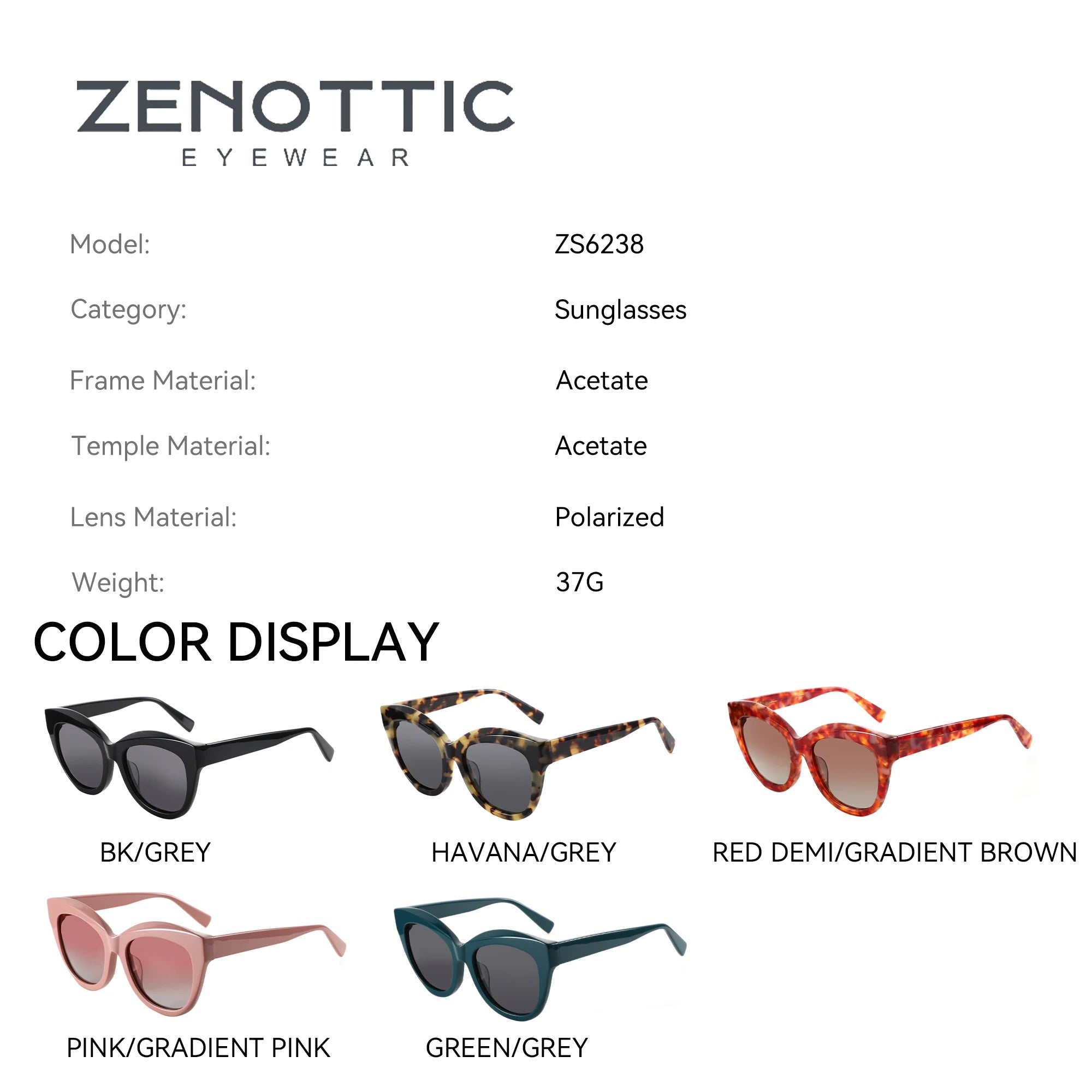 ZENOTTIC Butterfly Polarized Sunglasses - Handmade Acetate with UV400 Protection