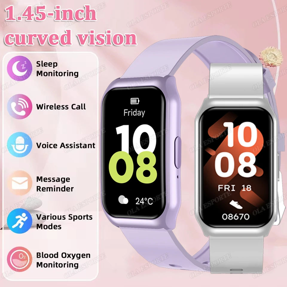 Curved Screen Smart Watch - Heart Rate Blood Oxygen Pressure Sleep Monitor Waterproof