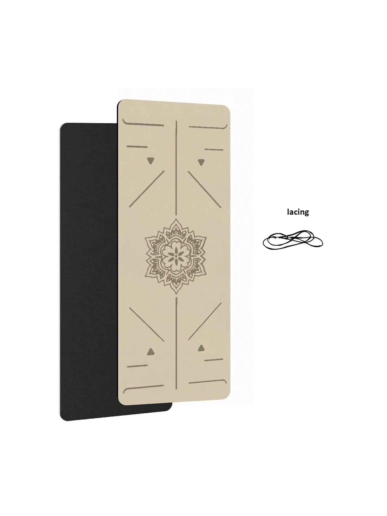 Cedar & Moore 6mm TPE yoga mats, beige with mandala design (2 mats) and black backing
