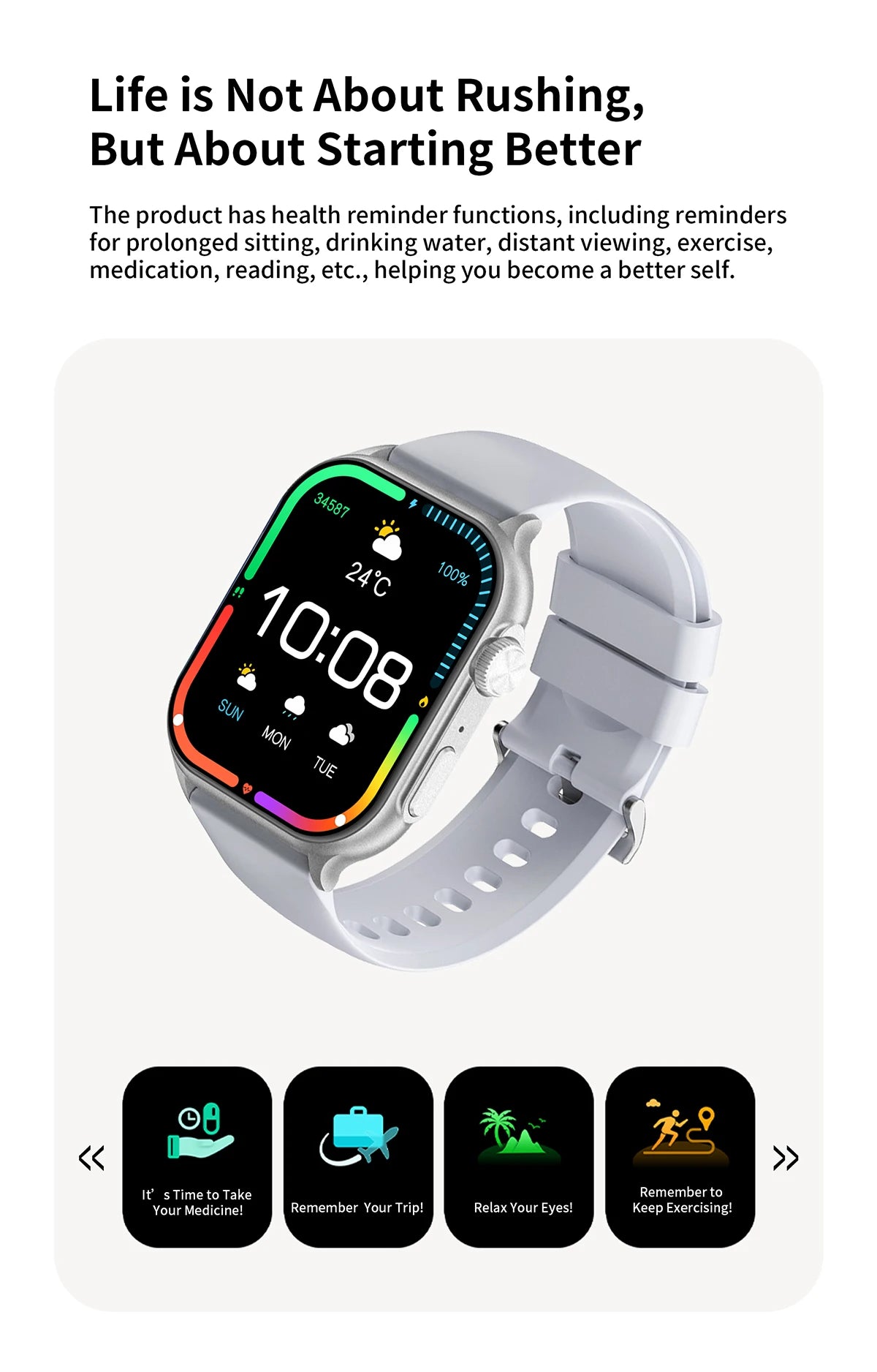 Lenovo Smart Watch Fit F101 - 1.96" AMOLED Display with Bluetooth Calling & Health Monitoring