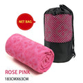 Non-Slip Yoga Towel Rose Pink 183x63 cm with mesh net bag Cedar & Moore 2-piece set