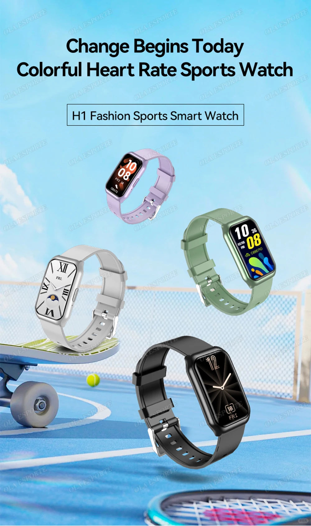 Curved Screen Smart Watch - Heart Rate Blood Oxygen Pressure Sleep Monitor Waterproof
