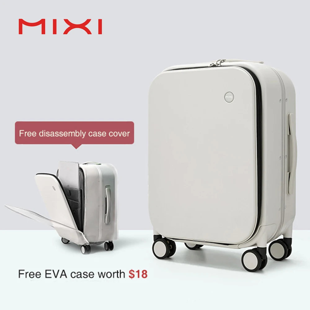 Mixi Aluminum Frame Carry-On Suitcase - 18/20/24 Inch Rolling Luggage with Hollow Wheel Design