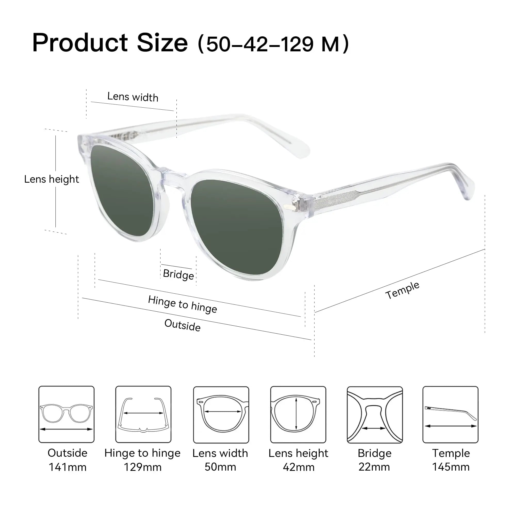 ZENOTTIC Round Polarized Sunglasses - Eco-Friendly Acetate Retro UV400 Protection