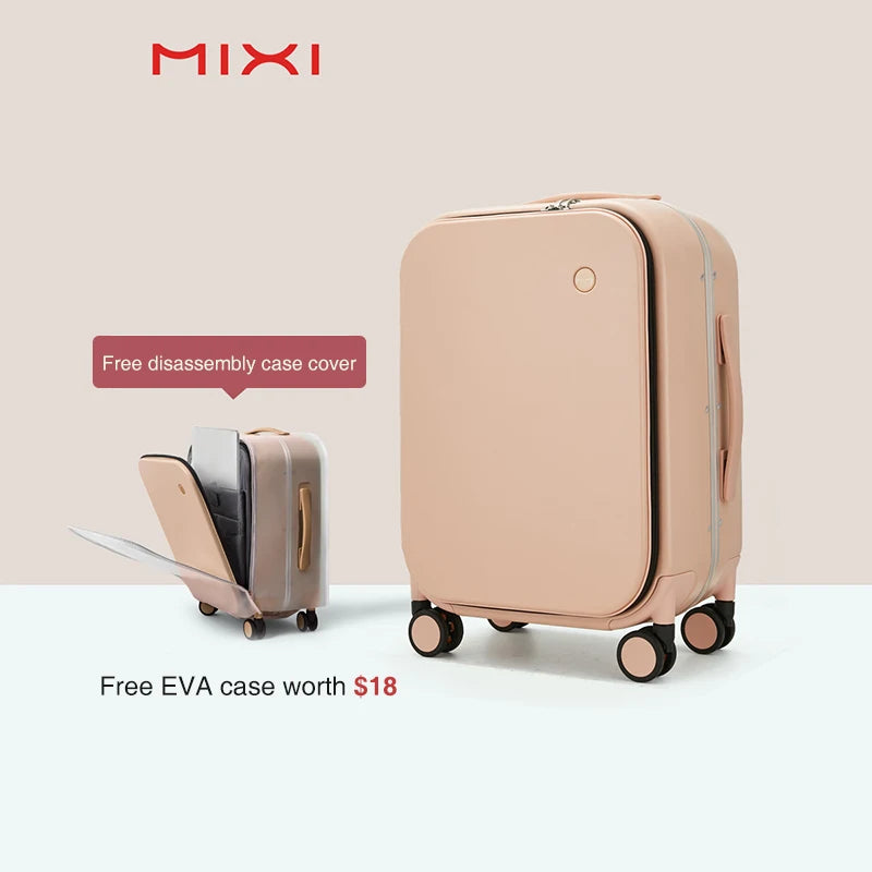 Mixi Aluminum Frame Carry-On Suitcase - 18/20/24 Inch Rolling Luggage with Hollow Wheel Design