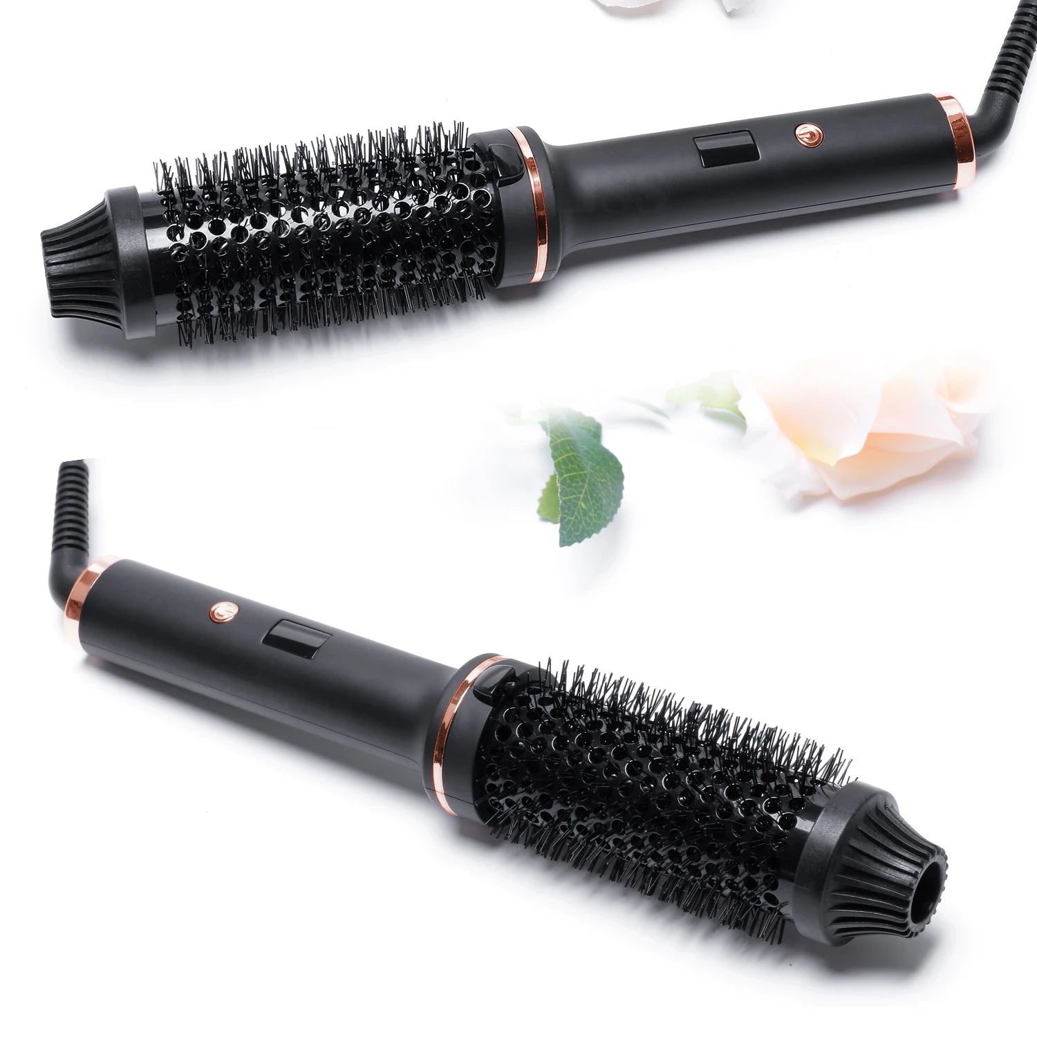 Hair Curling Brush - Ceramic Ionic Hot Brush with Anti-Scald Technology & Fast Heating