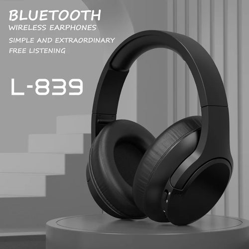 Black over-ear wireless sport headset with padded earcups and curved headband