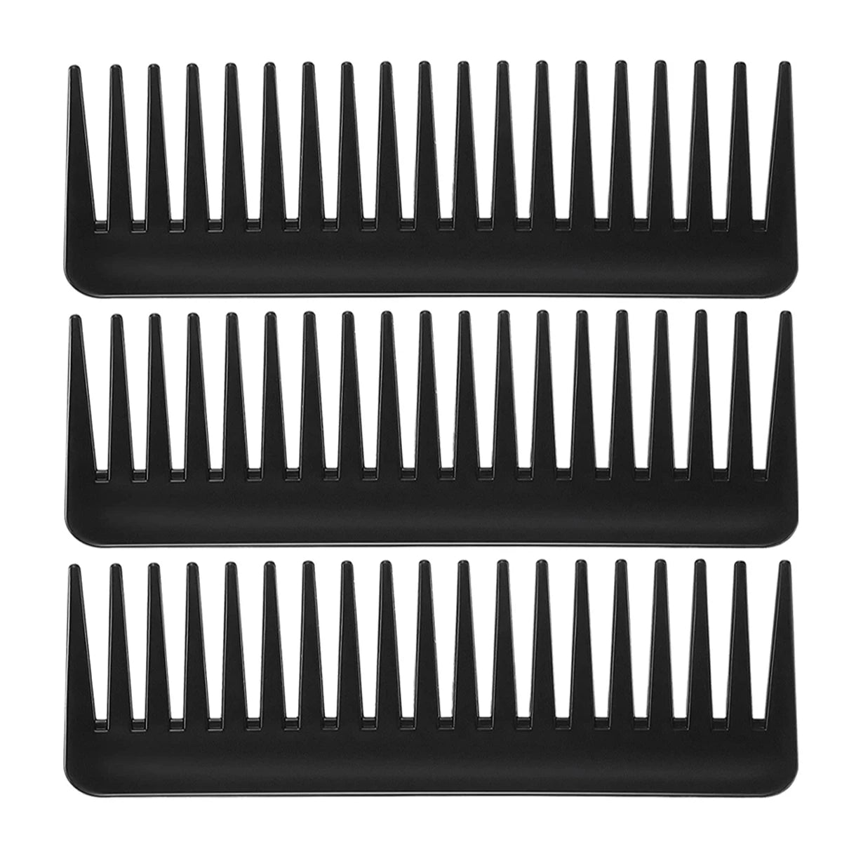 Cedar & Moore 3-piece wide-tooth detangling comb set; three black no-handle combs