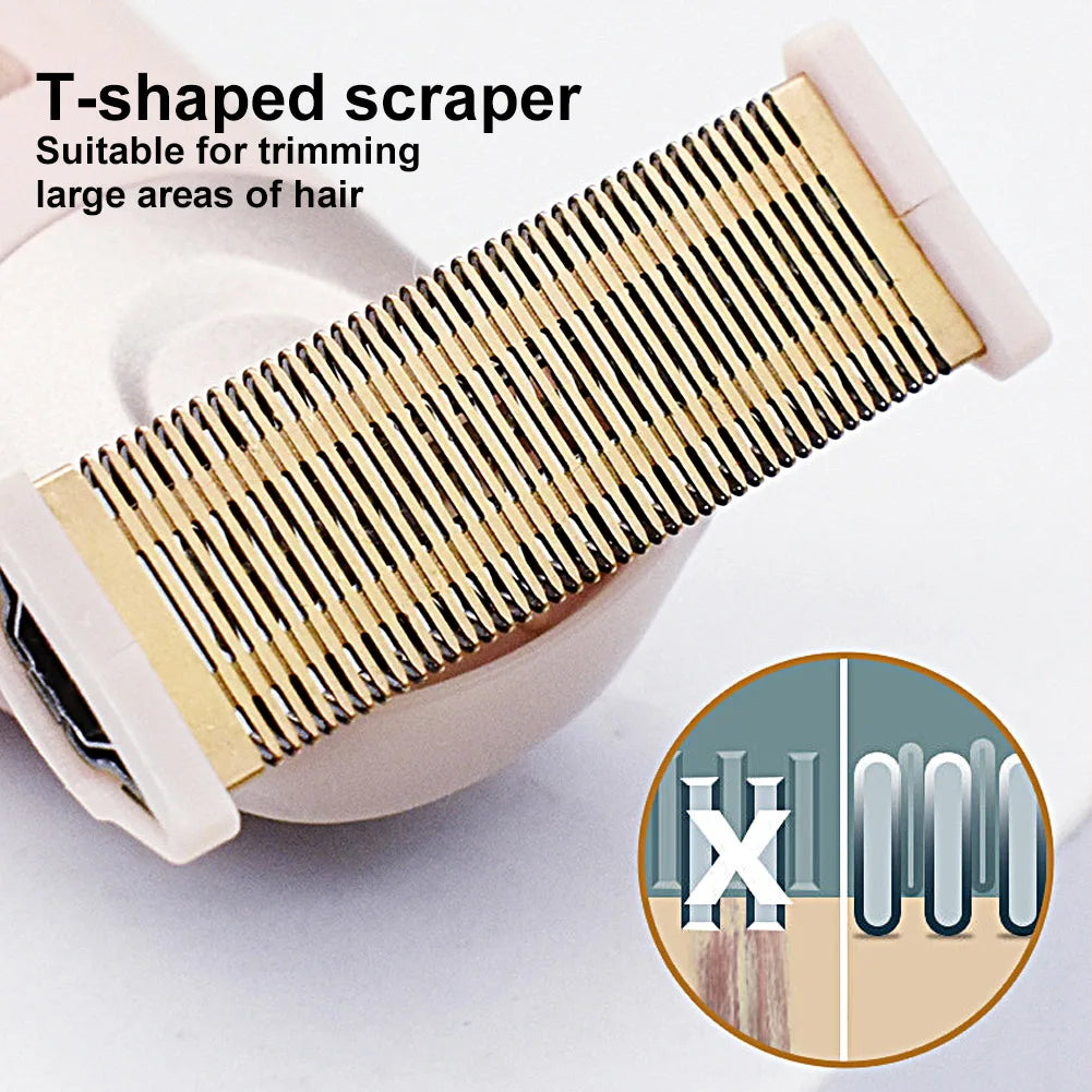 T-shaped trimming scraper comb head for large hair areas