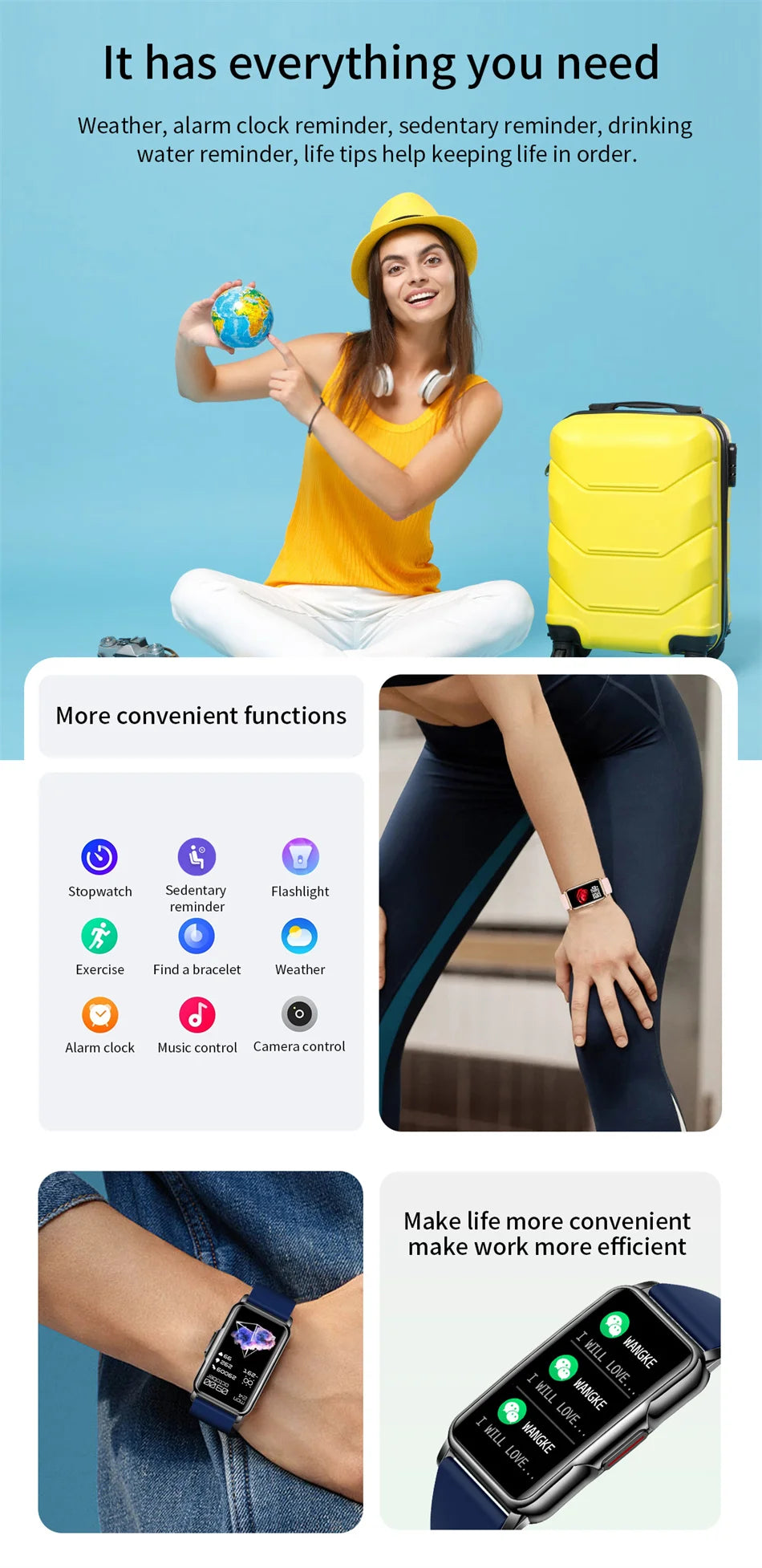 Android & IOS Smartwatch Heart Rate Monitoring Waterproof 20+Sport Modes