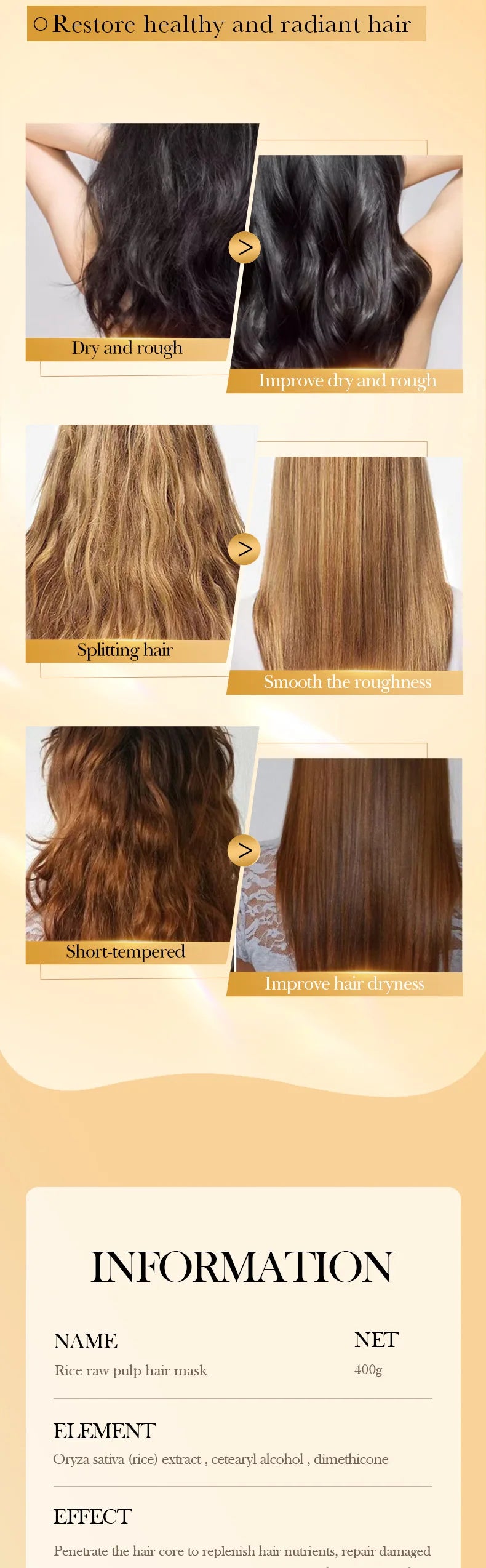 Magical Keratin Rice Hair Mask by Cedar & Moore - rapid repair for damaged hair; smooths dryness and roughness.
