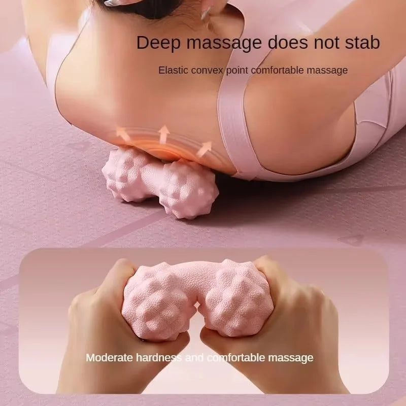 Textured massage ball, pink dual-therapy ball for muscle relief and myofascial release
