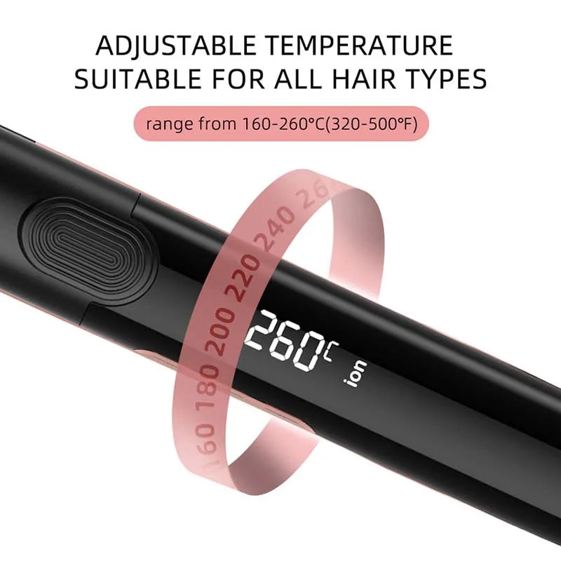 Ionic Hair Straightener & Curler - Keratin Treatment Flat Iron for Frizzy Hair Damage Recovery